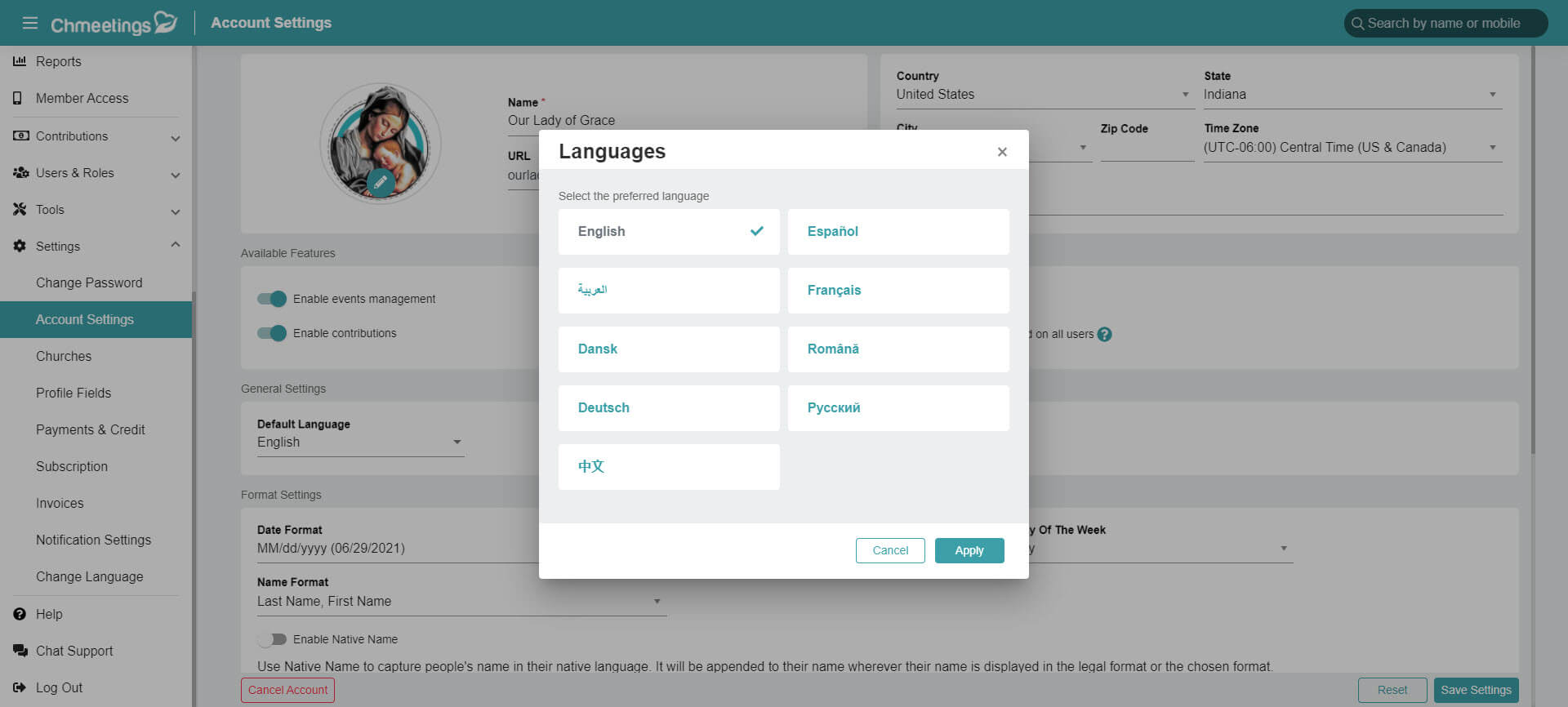 ChMeetings Q2 2021 Updates 7 Chmeetings - Nine supported languages
