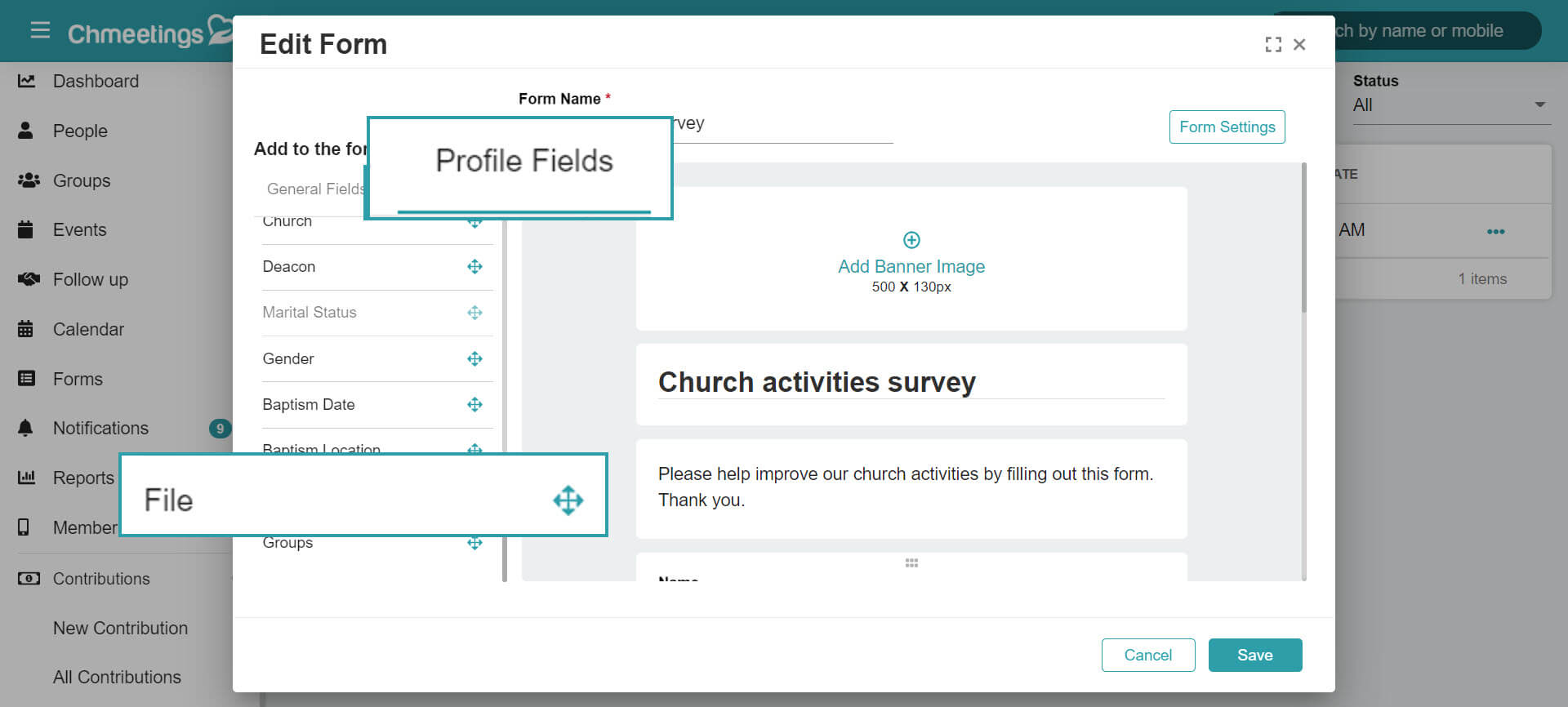 ChMeetings Q2 2021 Updates 9 Chmeetings - Forms improvements (Profile fields)