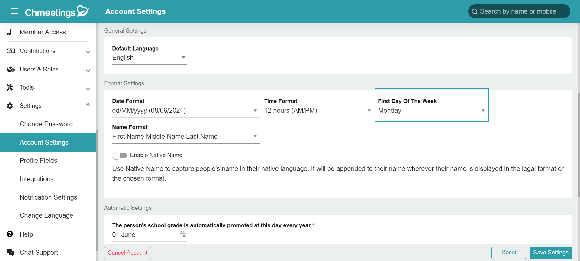Release Notes 2021 65 account settings -