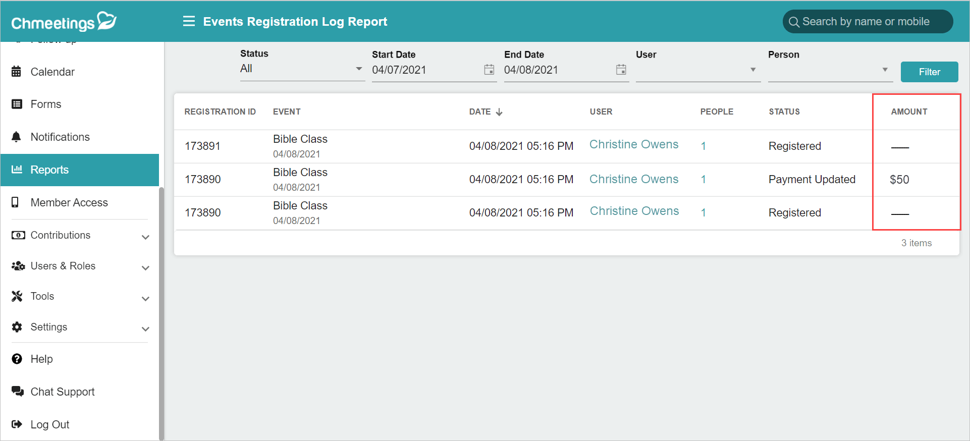 Release Notes 2021 44 2 payment in event registration log report -