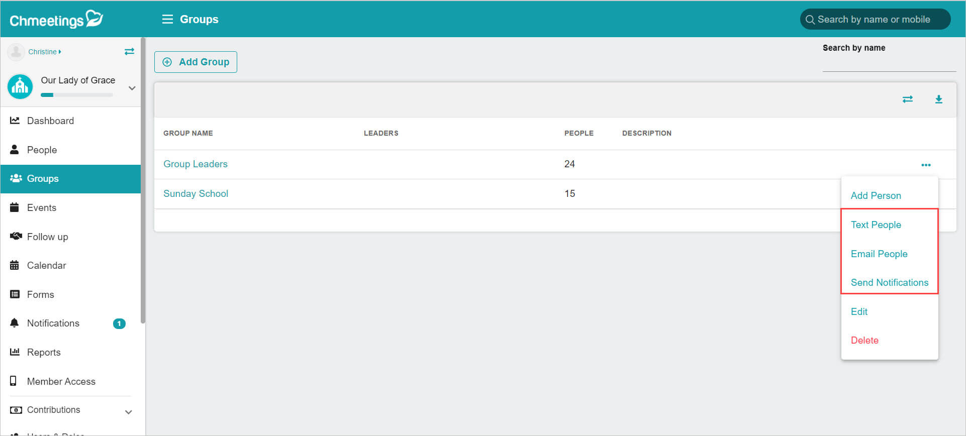 Release Notes 2021 37 1. new contact options in groups page -