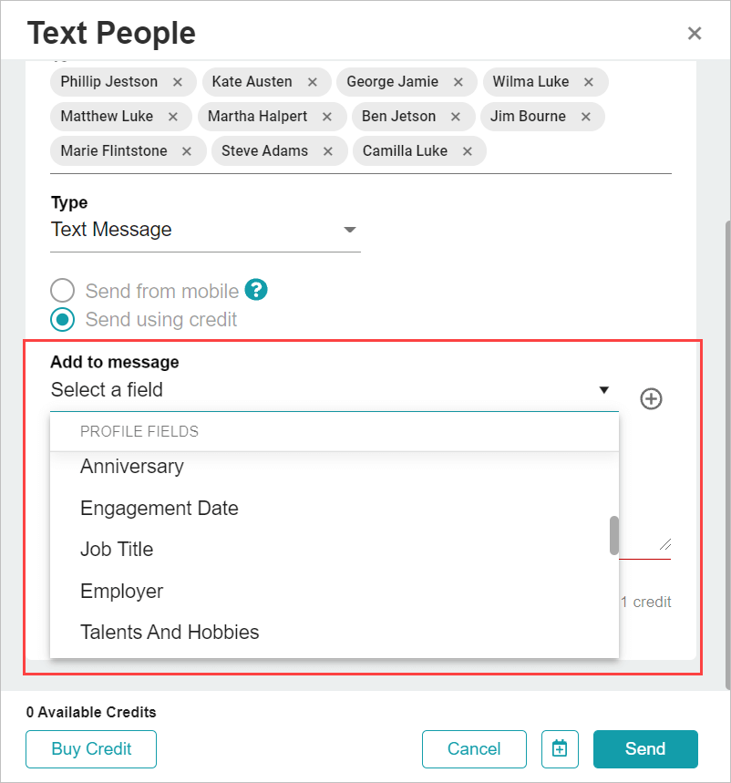 Release Notes 2021 22 more fields for text messages -
