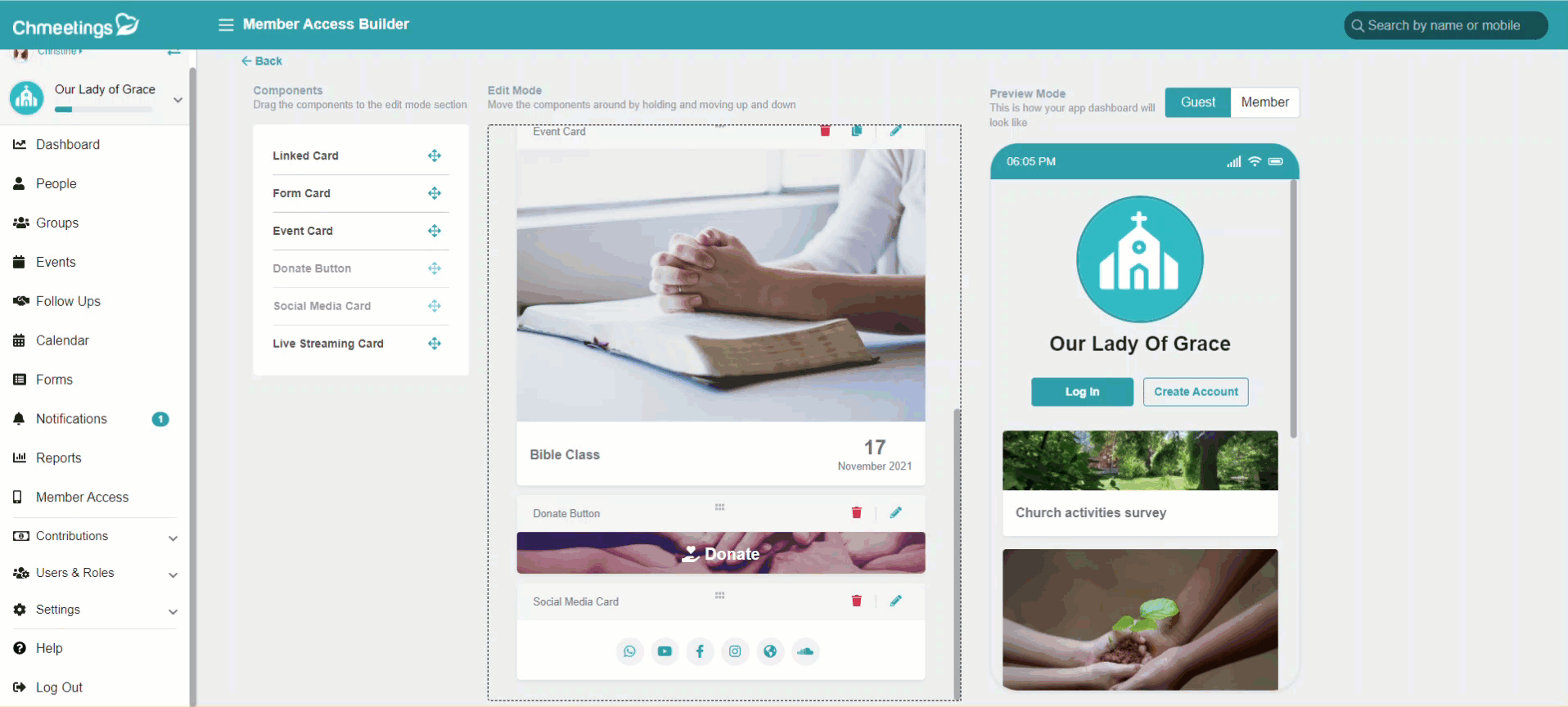 ChMeetings Updates for November 2021 1 member access form builder