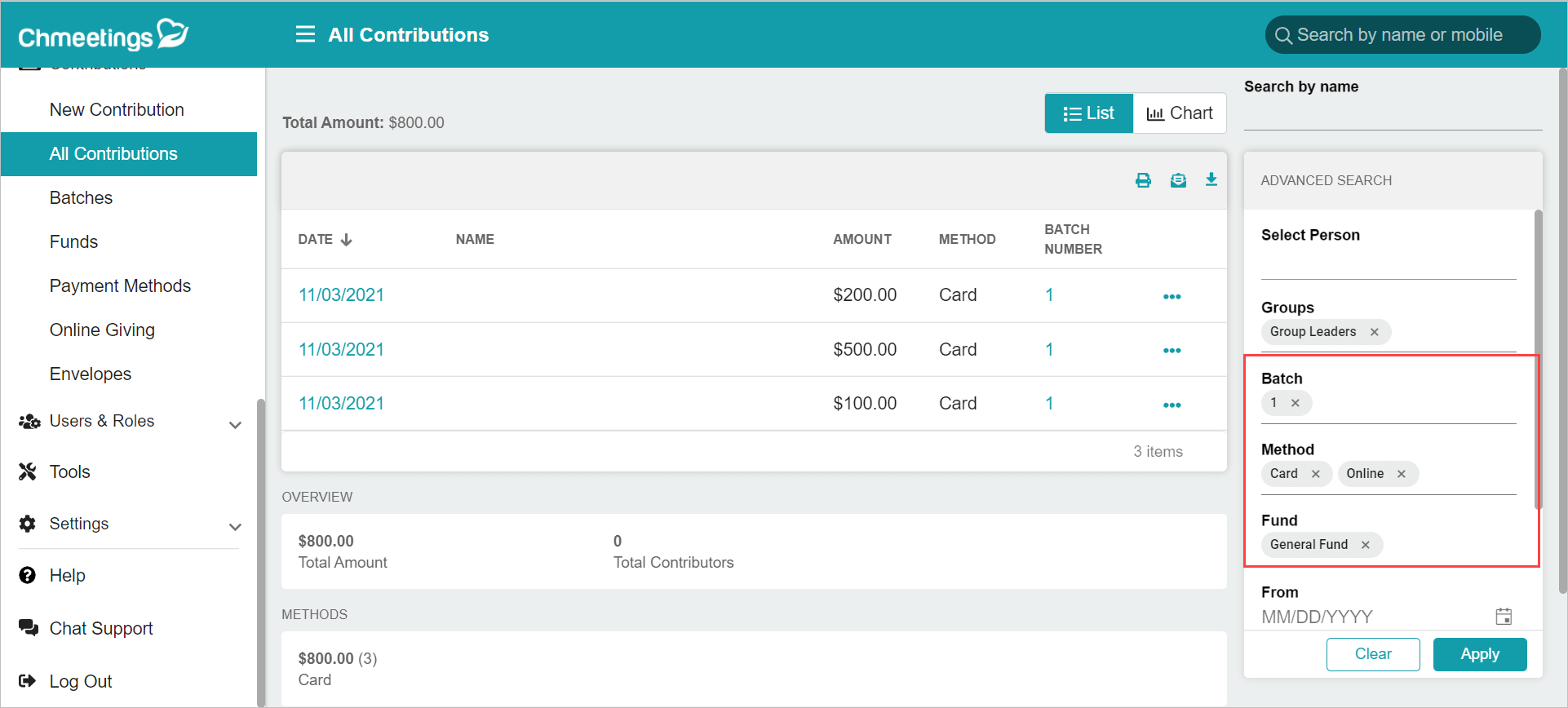 Release Notes 2021 17 contribution filters -