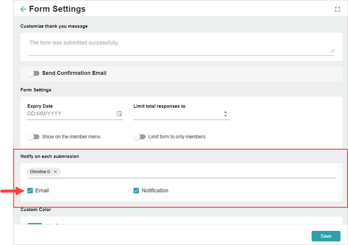 Release Notes 2022 116 receive email for form submission -