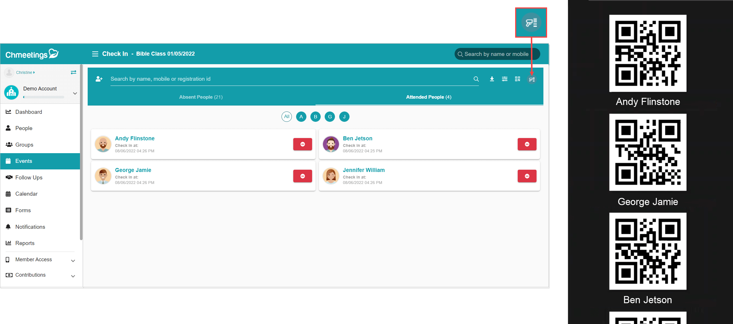 ChMeetings Updates for Q2-2022 3 Scan QR code to speed up event check-in