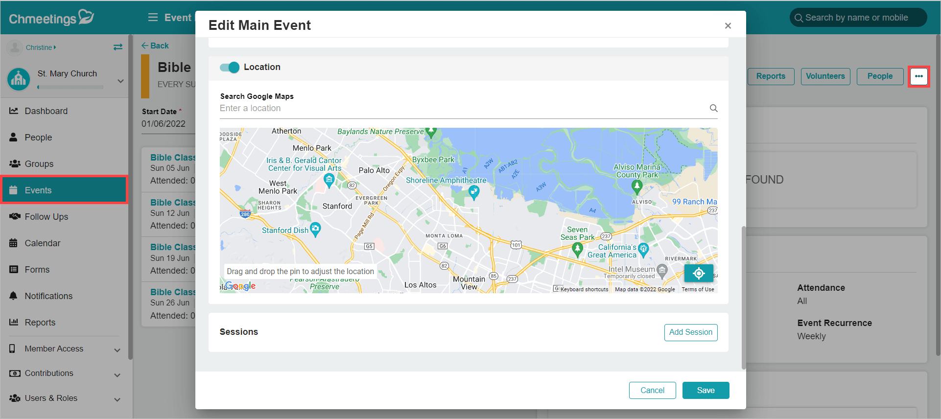Release Notes 2022 73 event location -