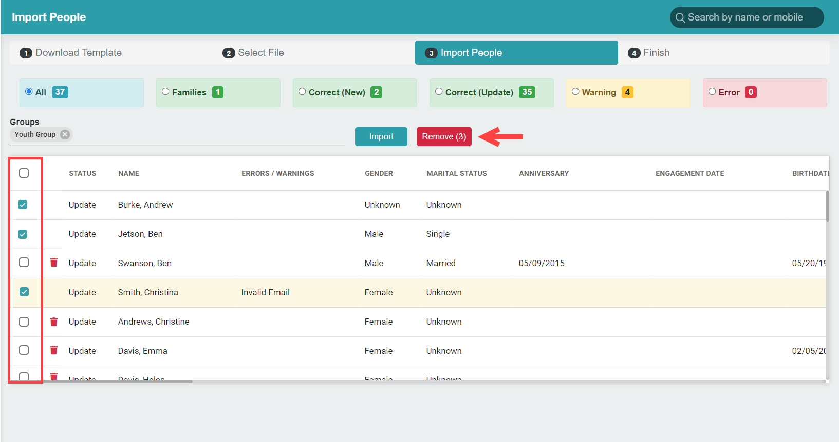 ChMeetings Updates for September 2022 6 bulk remove import -