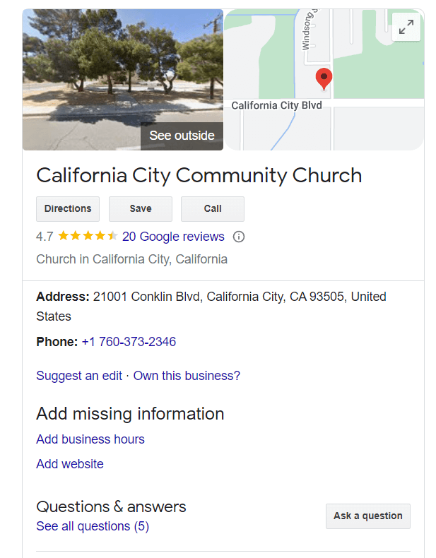 Estrategia y tácticas clave de marketing para iglesias que puedes aplicar fácilmente 4 Resultado de búsqueda en Google
