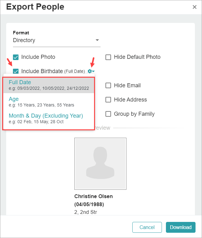 Release Notes 2022 47 include birthdate print -