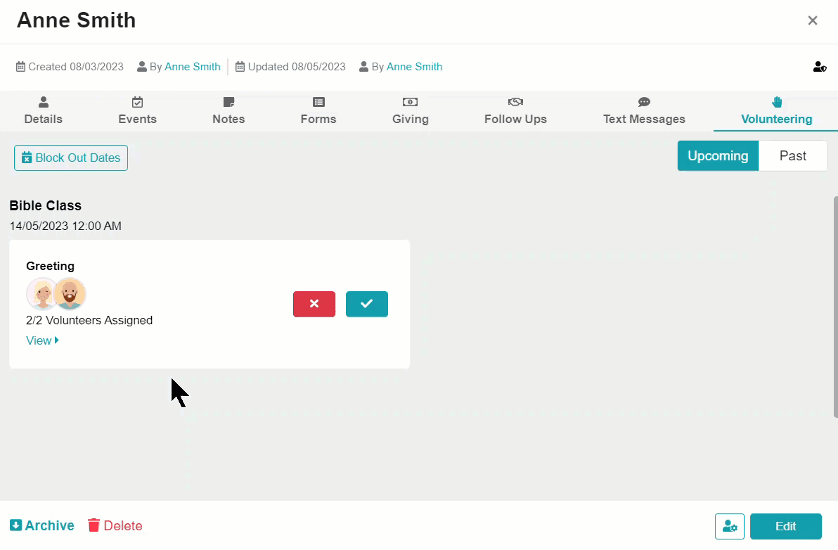 Release Notes 2023 78 volunteering tab -