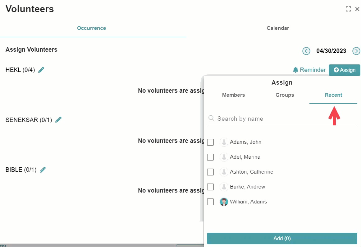 ChMeetings Updates for April 2023 3 volunteers tabs -