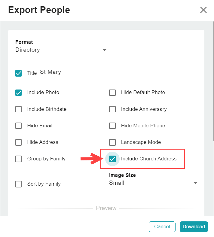 Release Notes 2023 40 directory include church address -