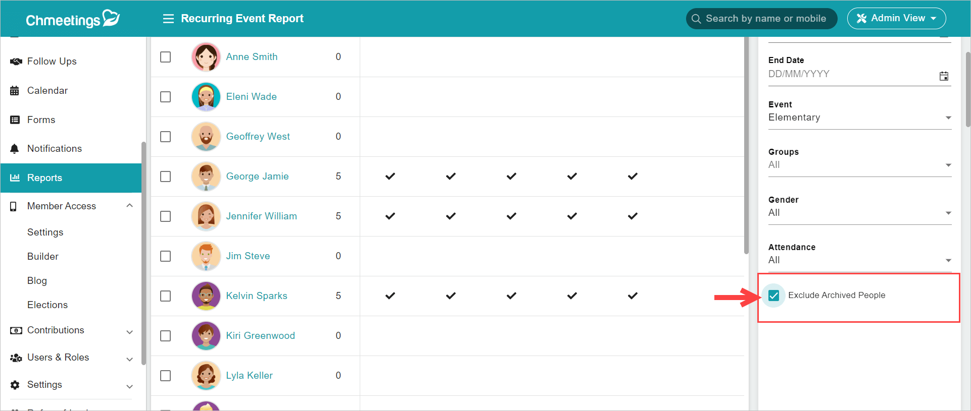 Release Notes 2023 38 exclude archived recurring events report -
