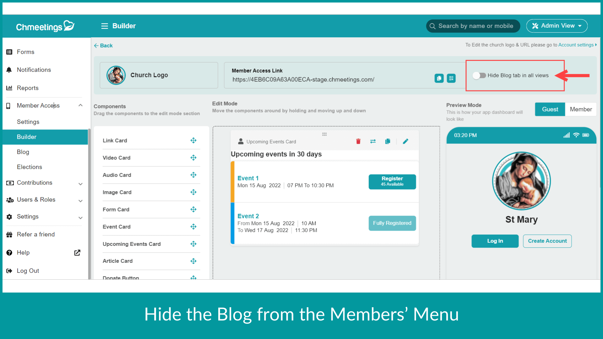 ChMeetings Updates for August 2023 3 hide blog -