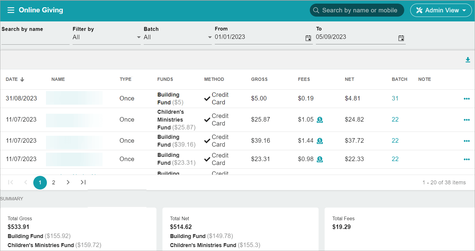 Release Notes 2023 32 online giving -