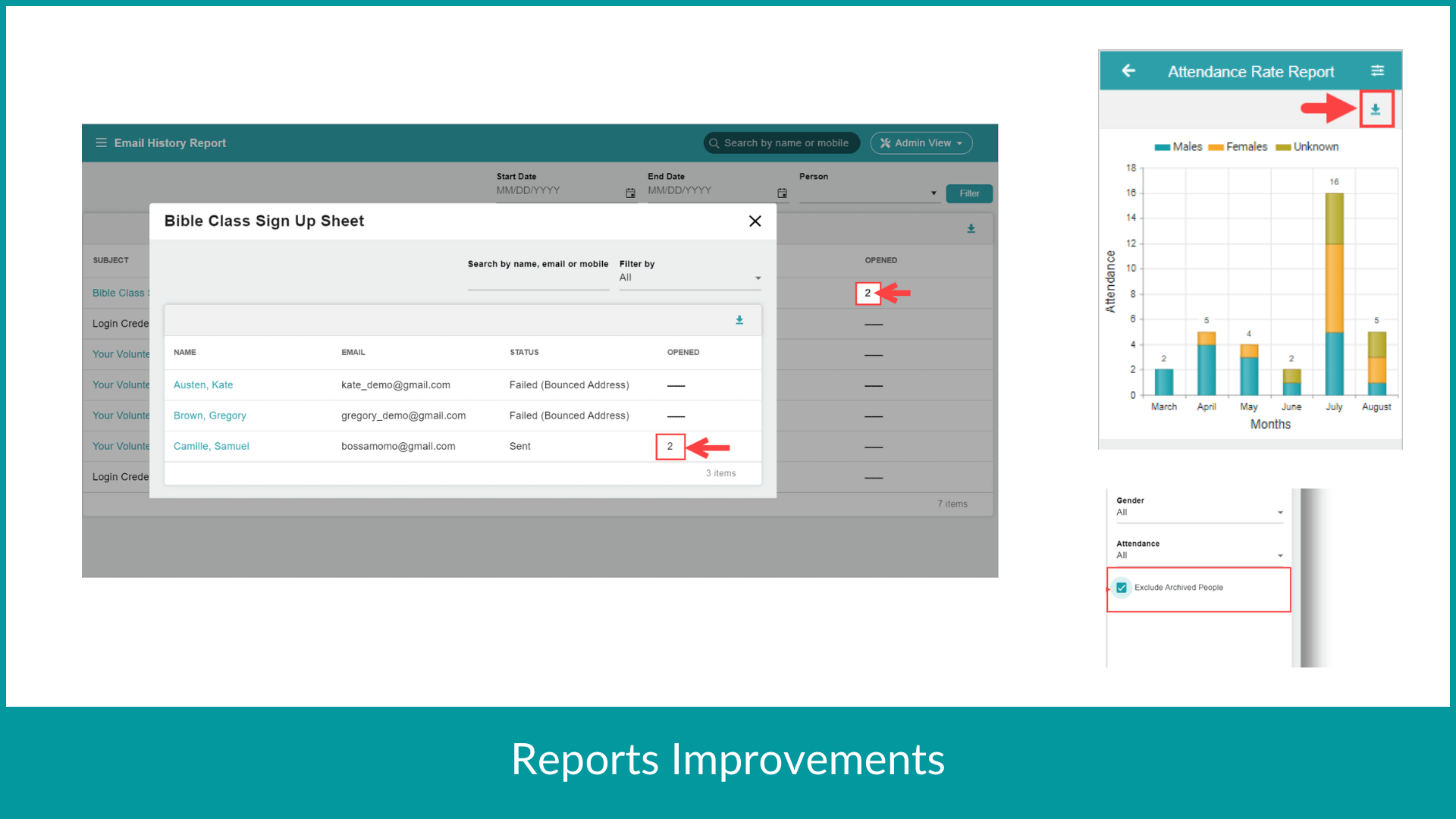 ChMeetings Updates for August 2023 5 reports -