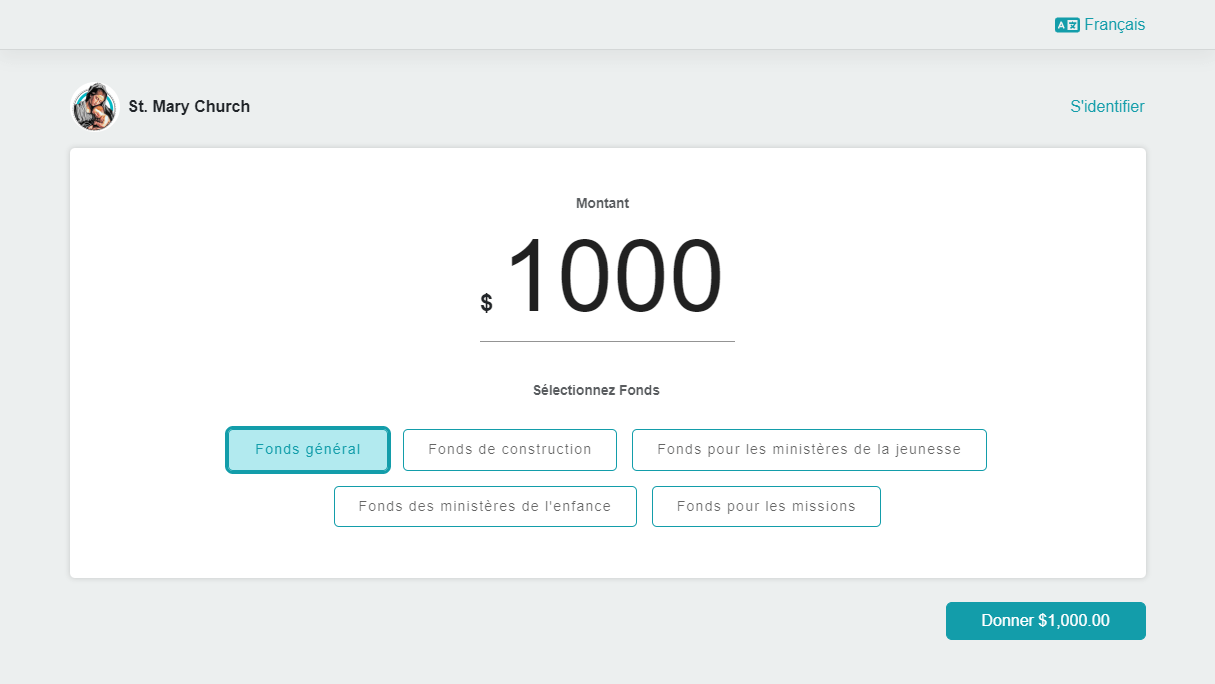 Donations french - church management software
