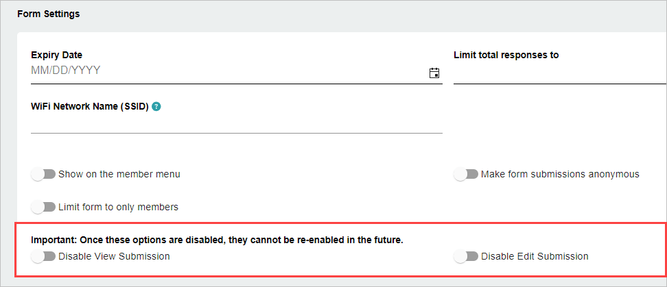 Release Notes 2024 58 forms disable view edit submissions -