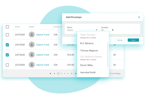 Manage batches and envelopes - online giving