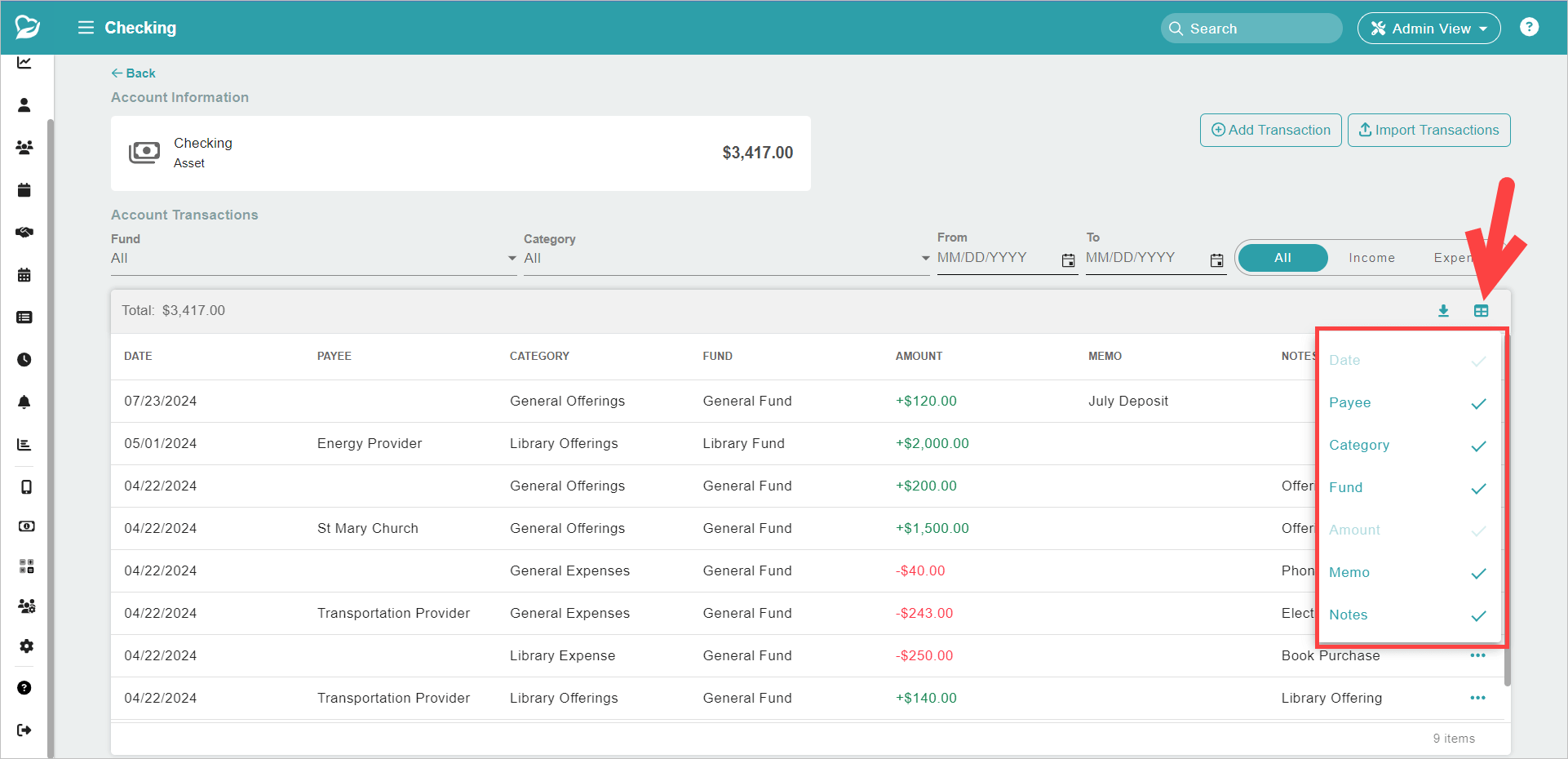 transactions -