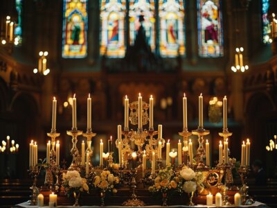 Candles offering prayer moment