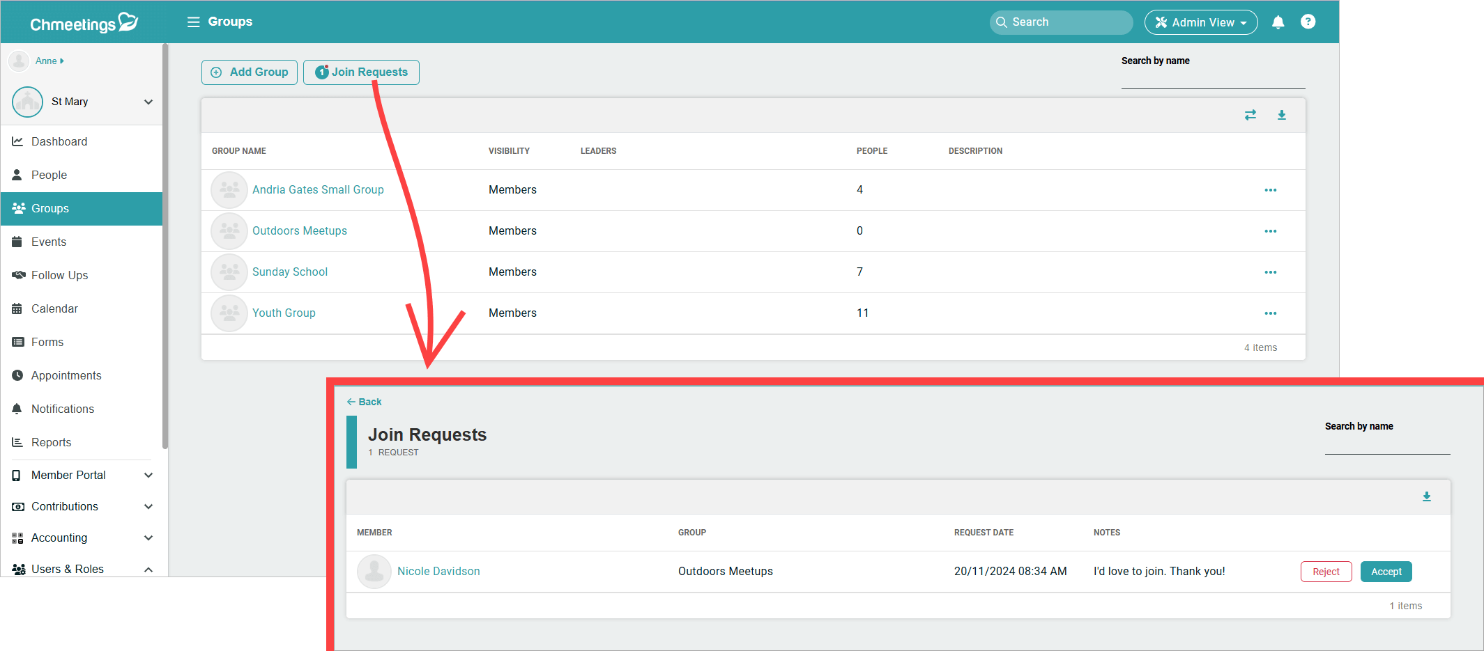 ChMeetings Updates For November 2024 8 group join admin -