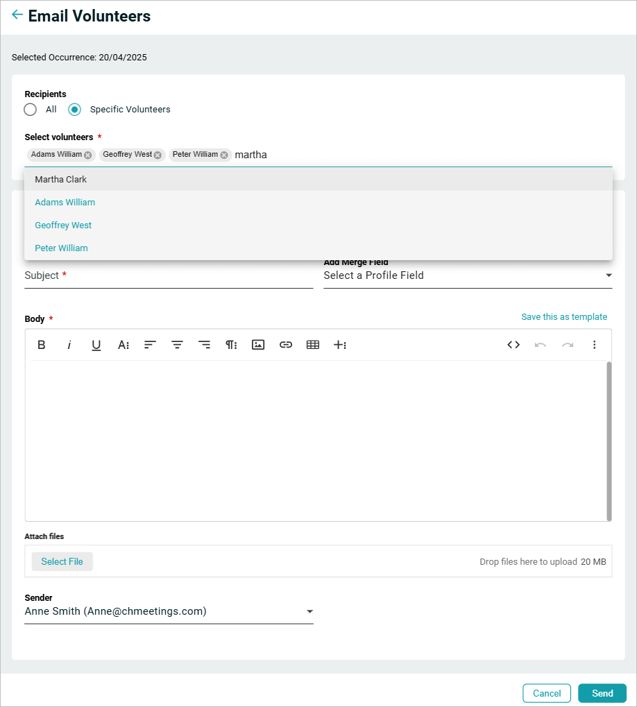 ChMeetings Updates For April 2025 5 emailvolunteers -