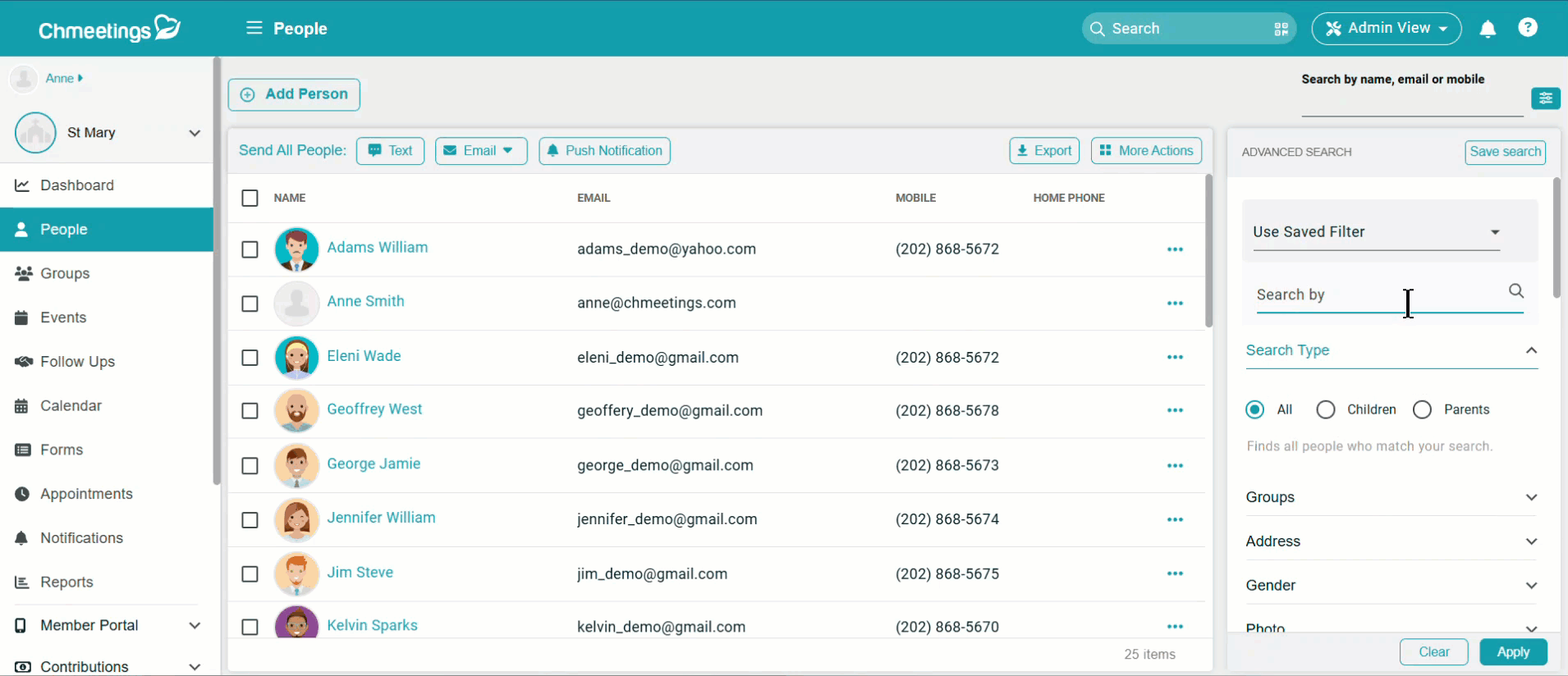 ChMeetings Updates For May 2025 1 filter search -