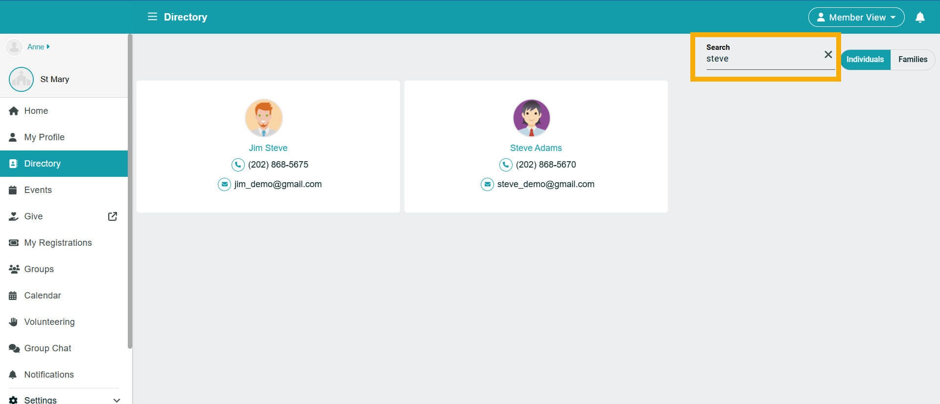 ChMeetings Updates For May 2025 2 member search -