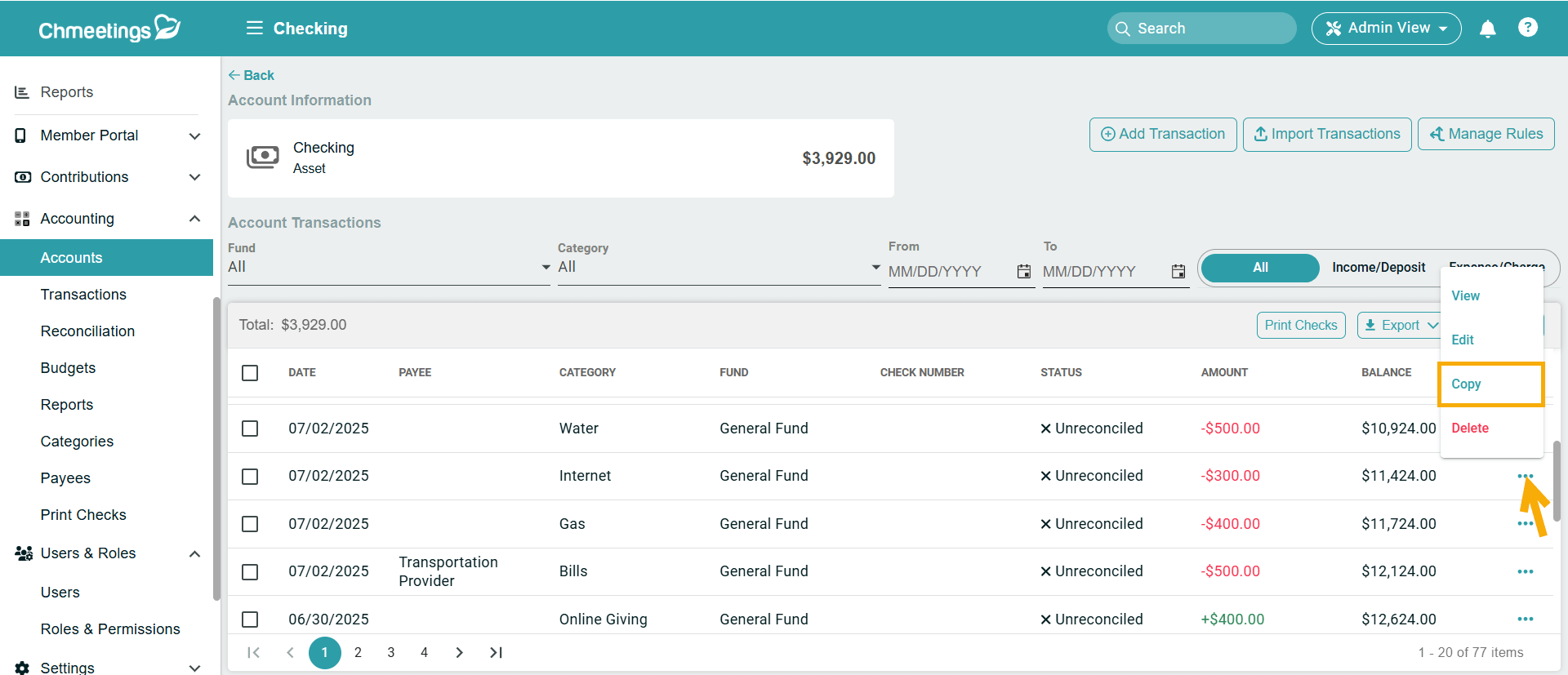 copy transaction -