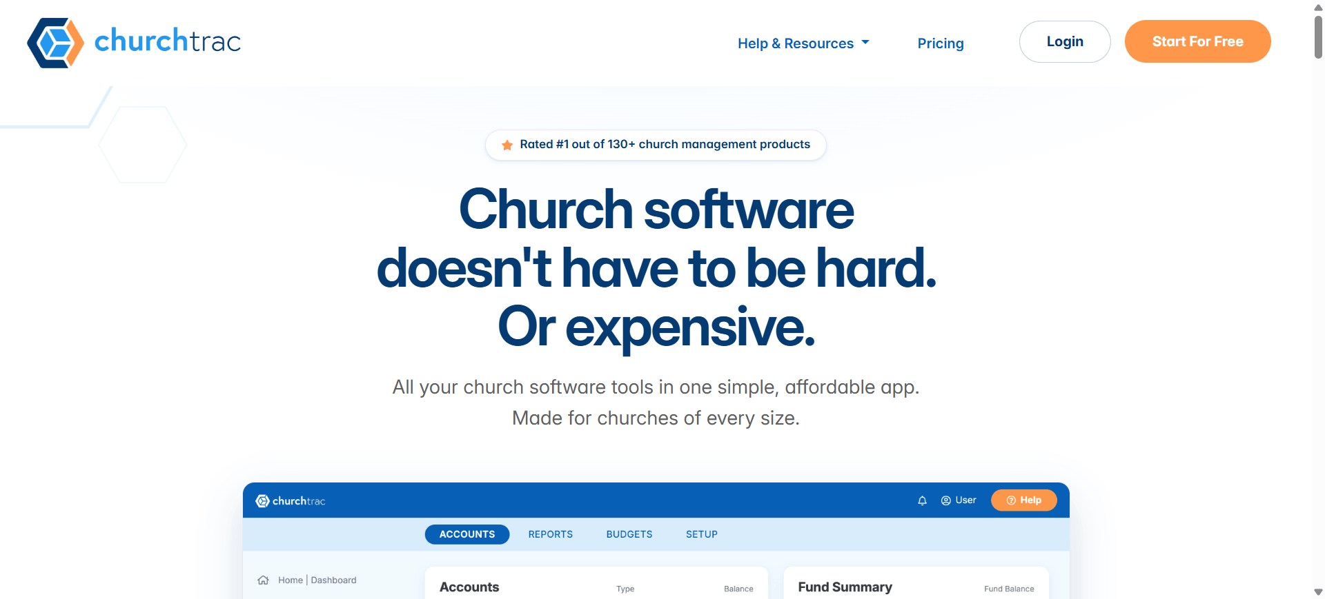 ChurchTrac church management software for managing small and large churches.