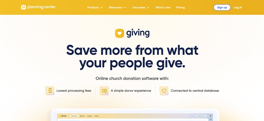 Planning Center Giving software with low processing fees, a simple donor experience, and a connected church database.