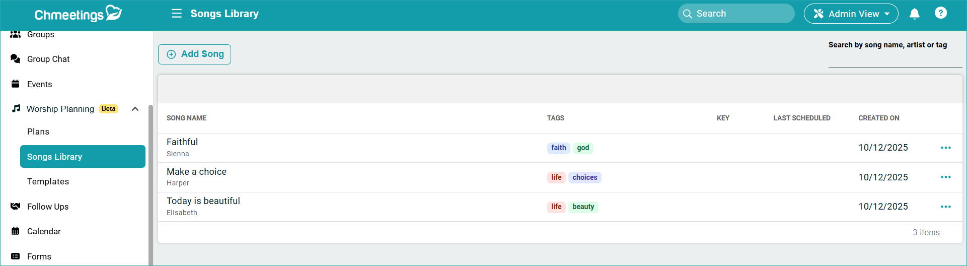 Release Notes 2025 9 songs library -