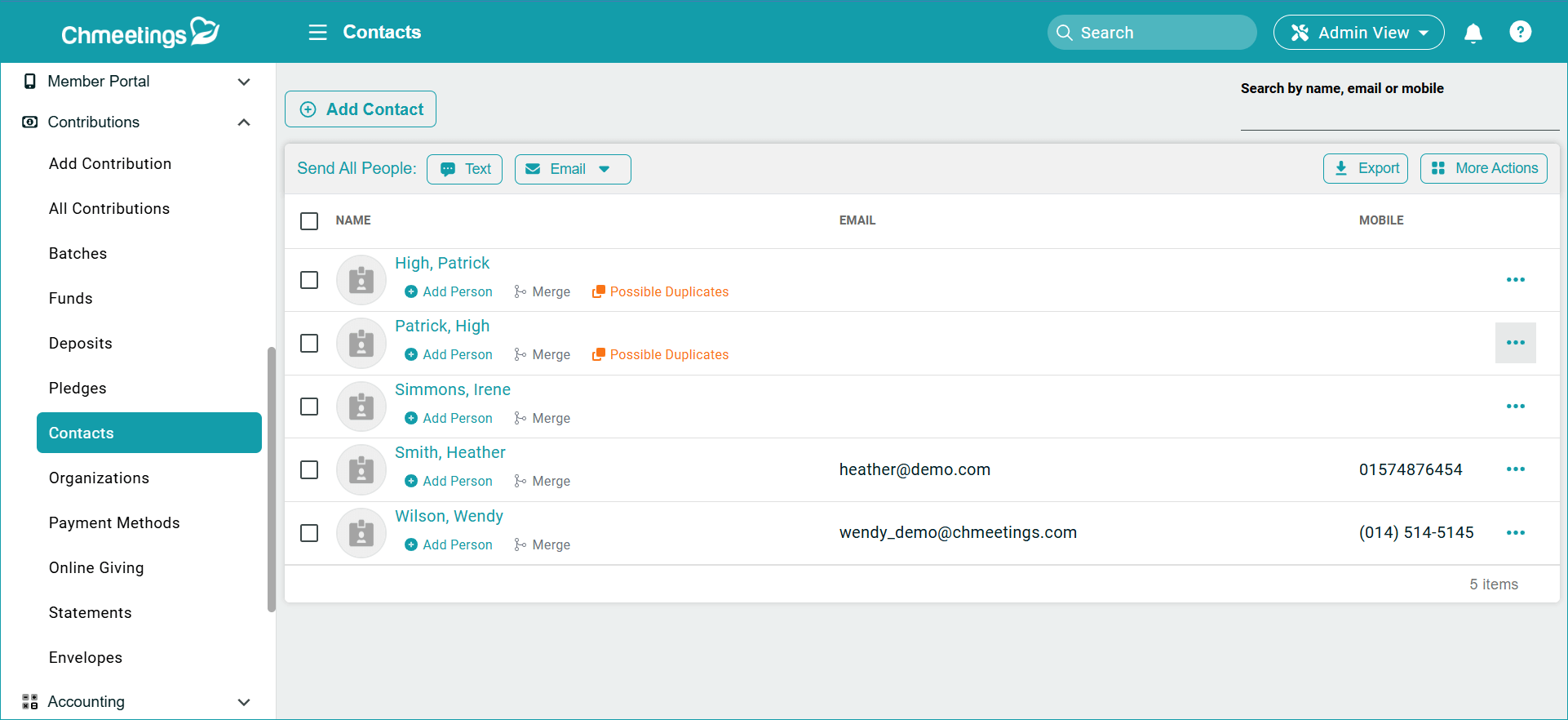 ChMeetings Updates for the Beginning of 2026 8 contacts -