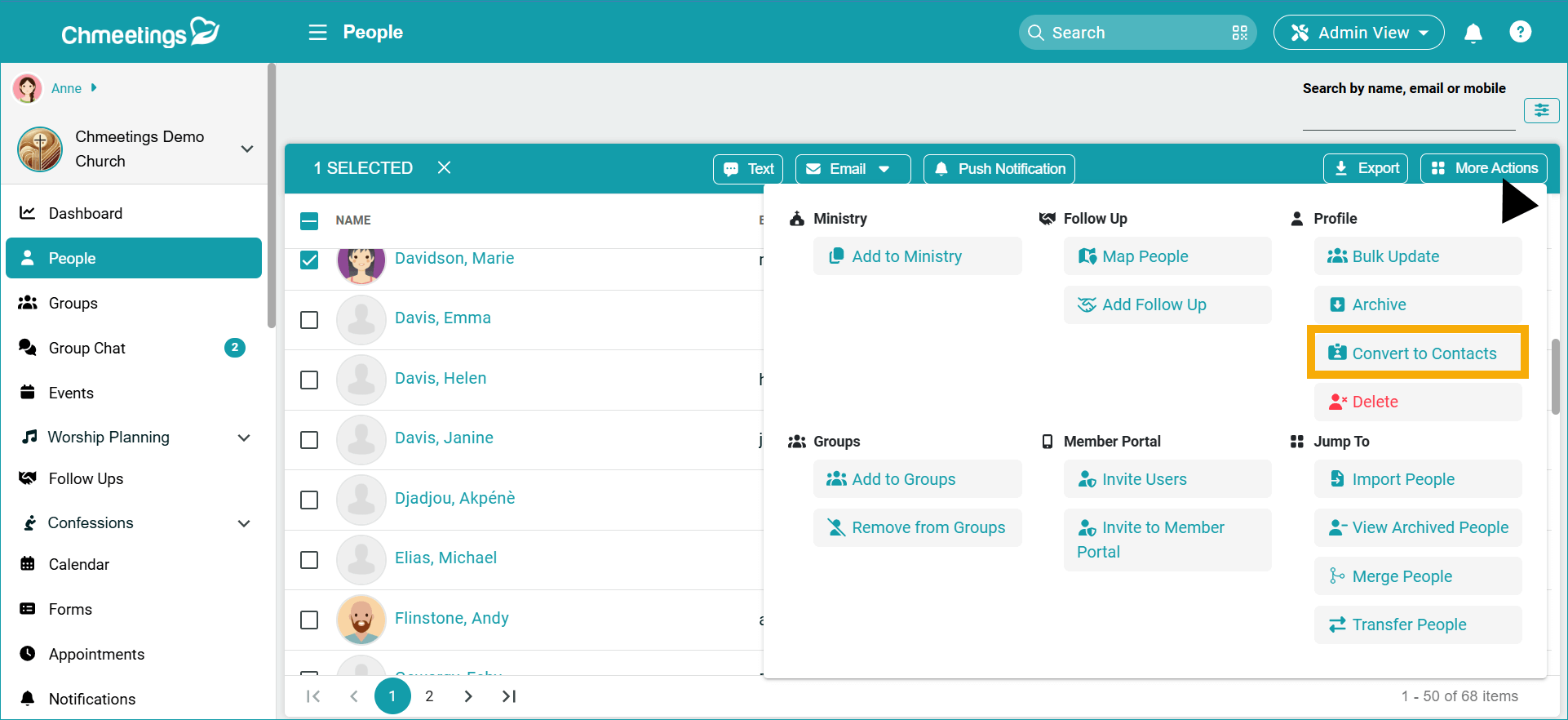 ChMeetings Updates for the Beginning of 2026 5 convert contact -