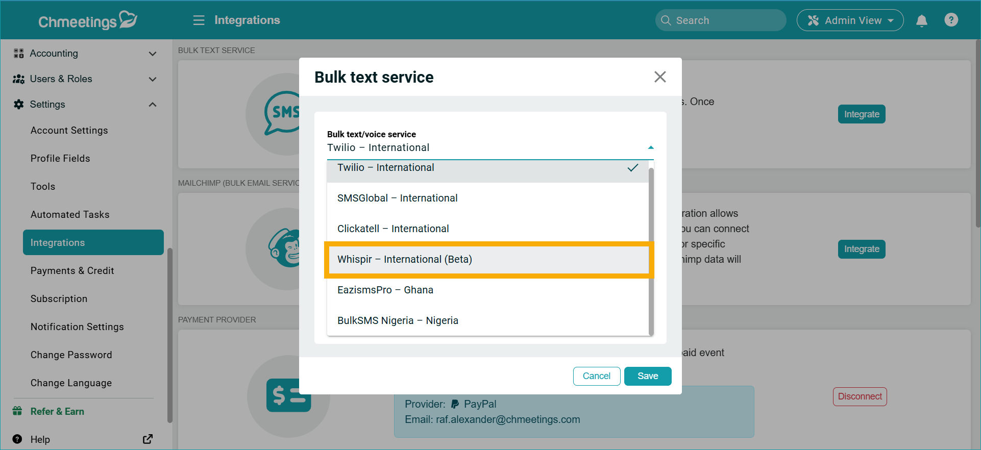 ChMeetings Updates for the Beginning of 2026 13 integration -