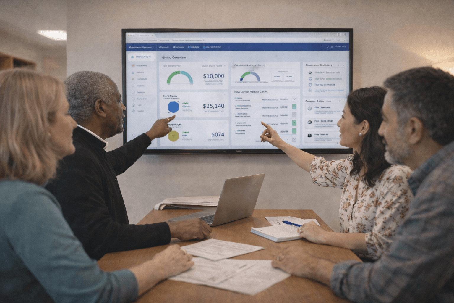Church Donor Management Guide: How to Build and Maintain Meaningful Giving Relationships 3 Reviewing donor data in the office 1 - Church Donor Management Guide
