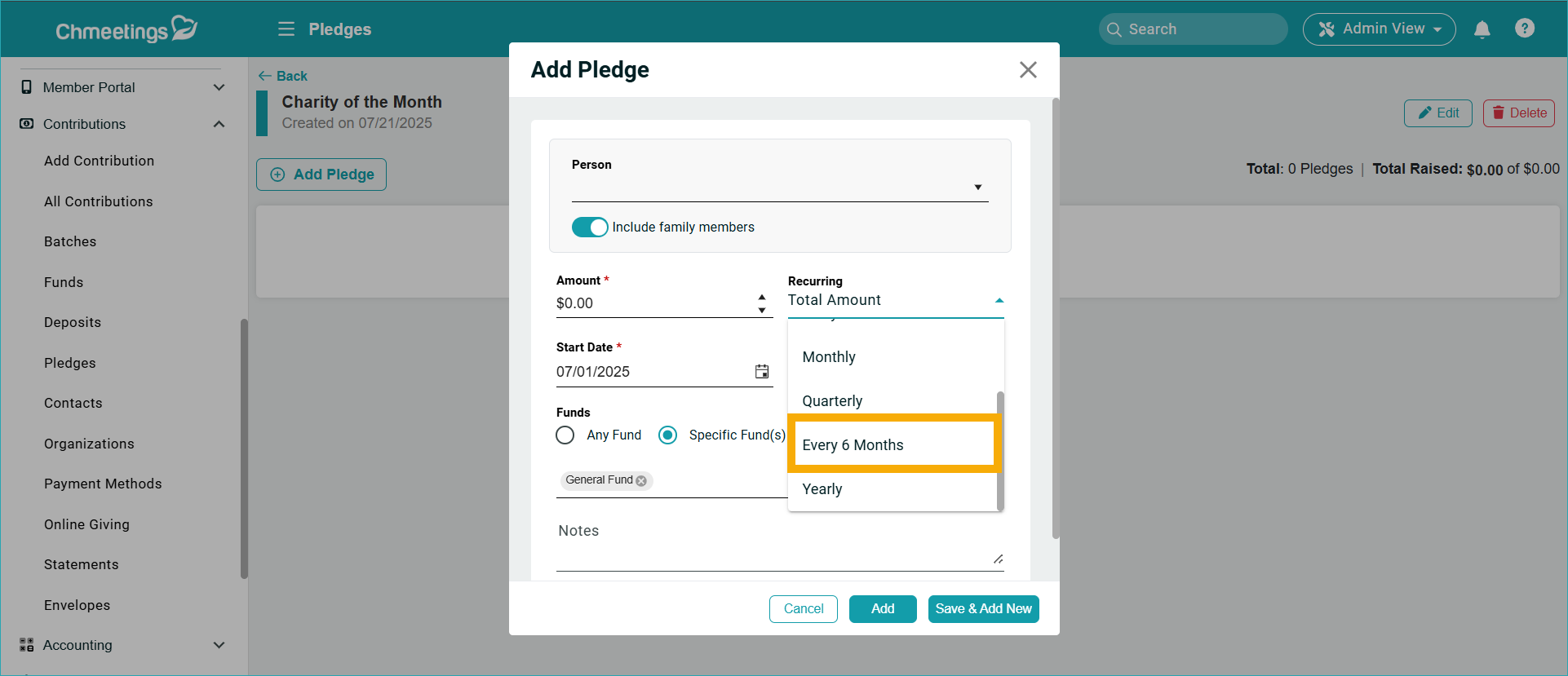 ChMeetings Updates for March 2026 7 biannual pledges -