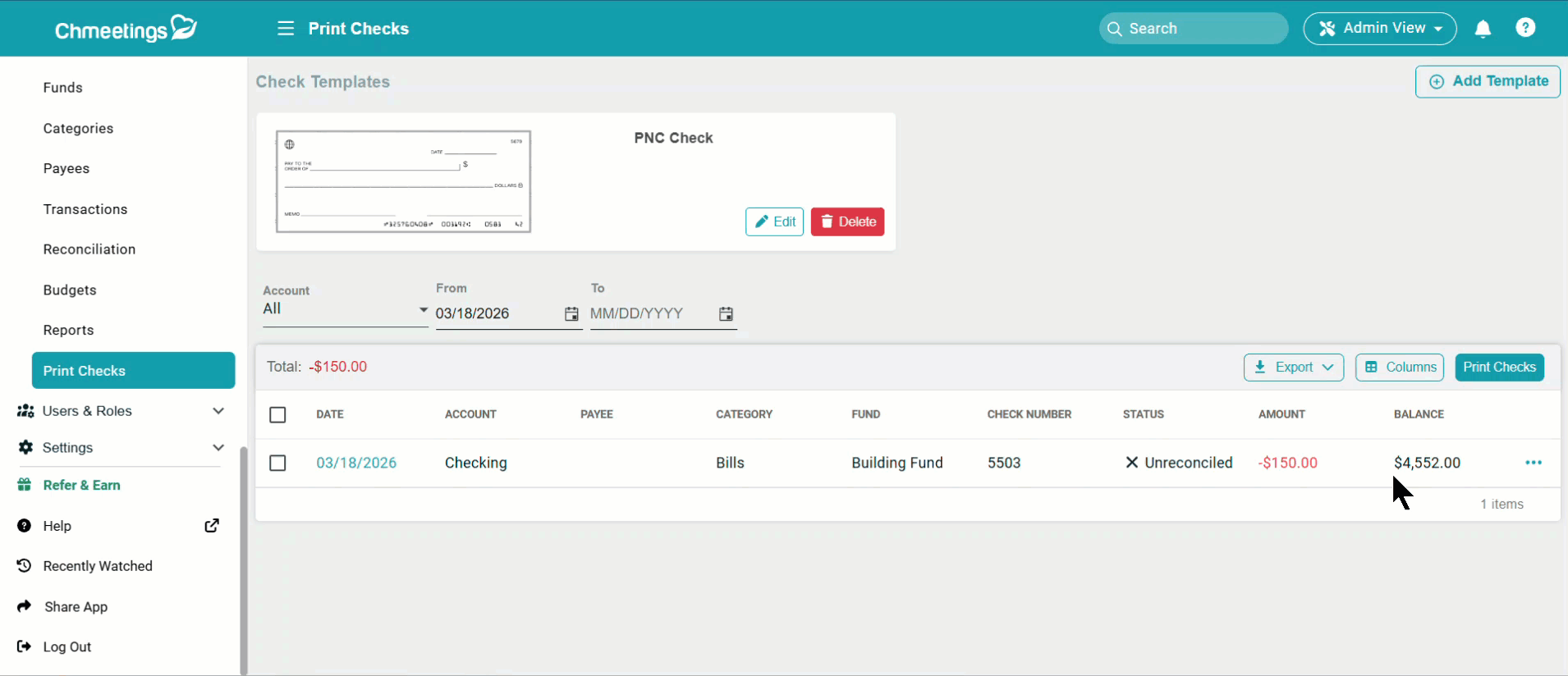 ChMeetings Updates for March 2026 12 print check -