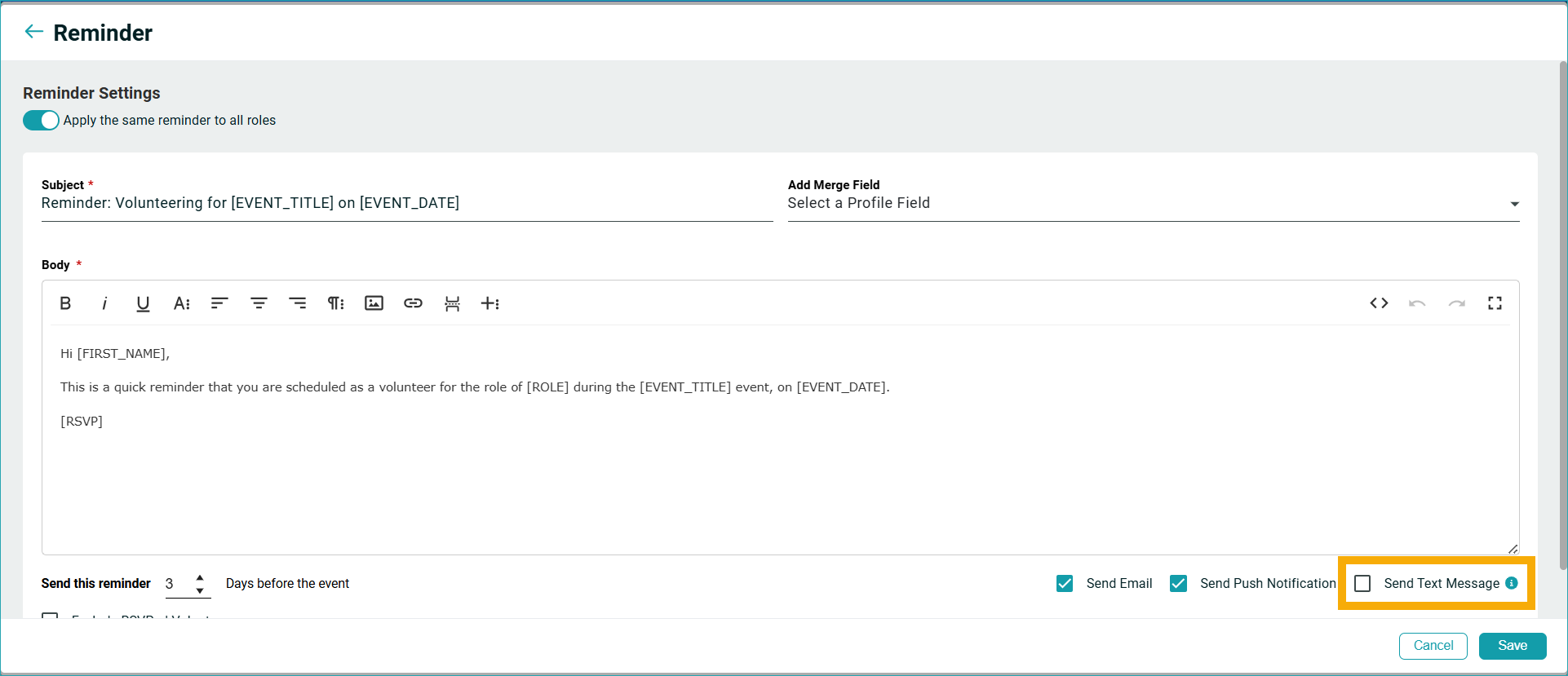 ChMeetings Updates for March 2026 5 text reminder -