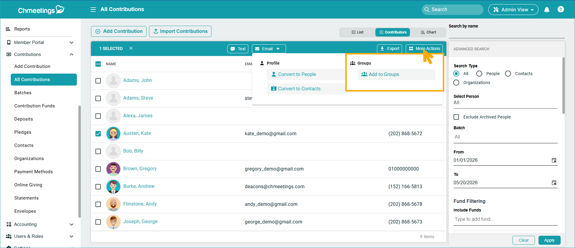 ChMeetings Updates For May 2026 6 add to group -