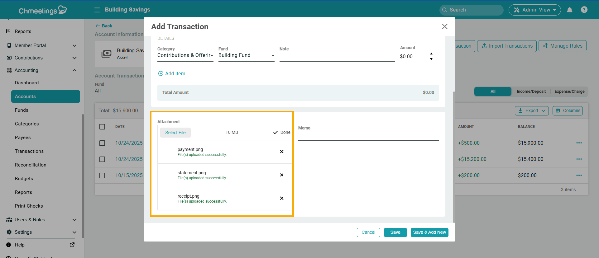 ChMeetings Updates For May 2026 9 transaction -
