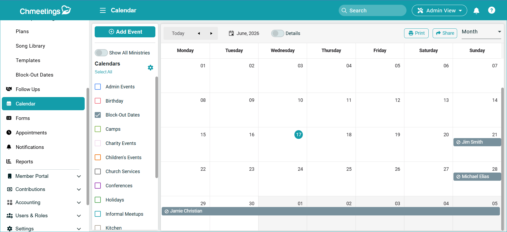 Release Notes 12 blockout calendar -