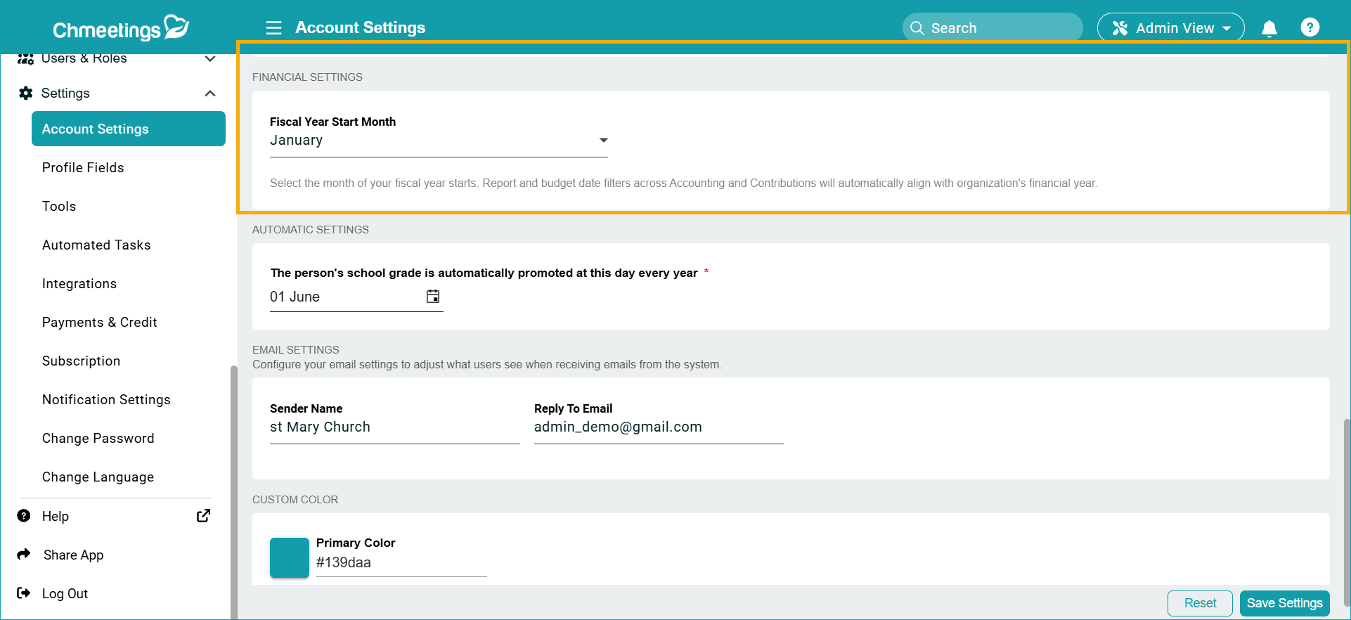 Release Notes 13 financial settings -