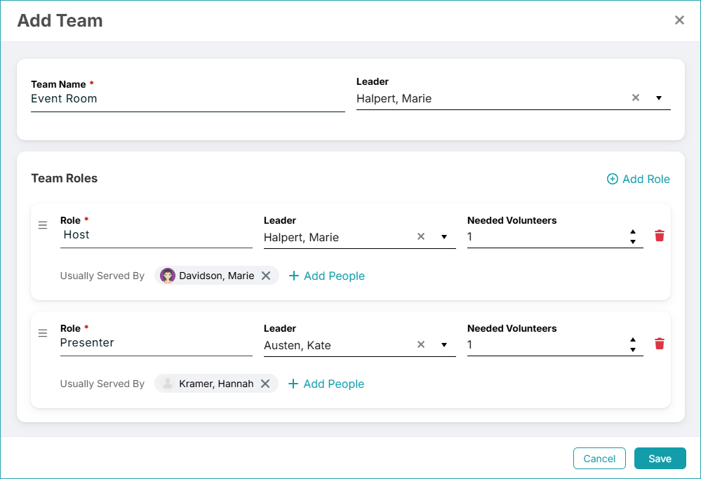 addteam details -