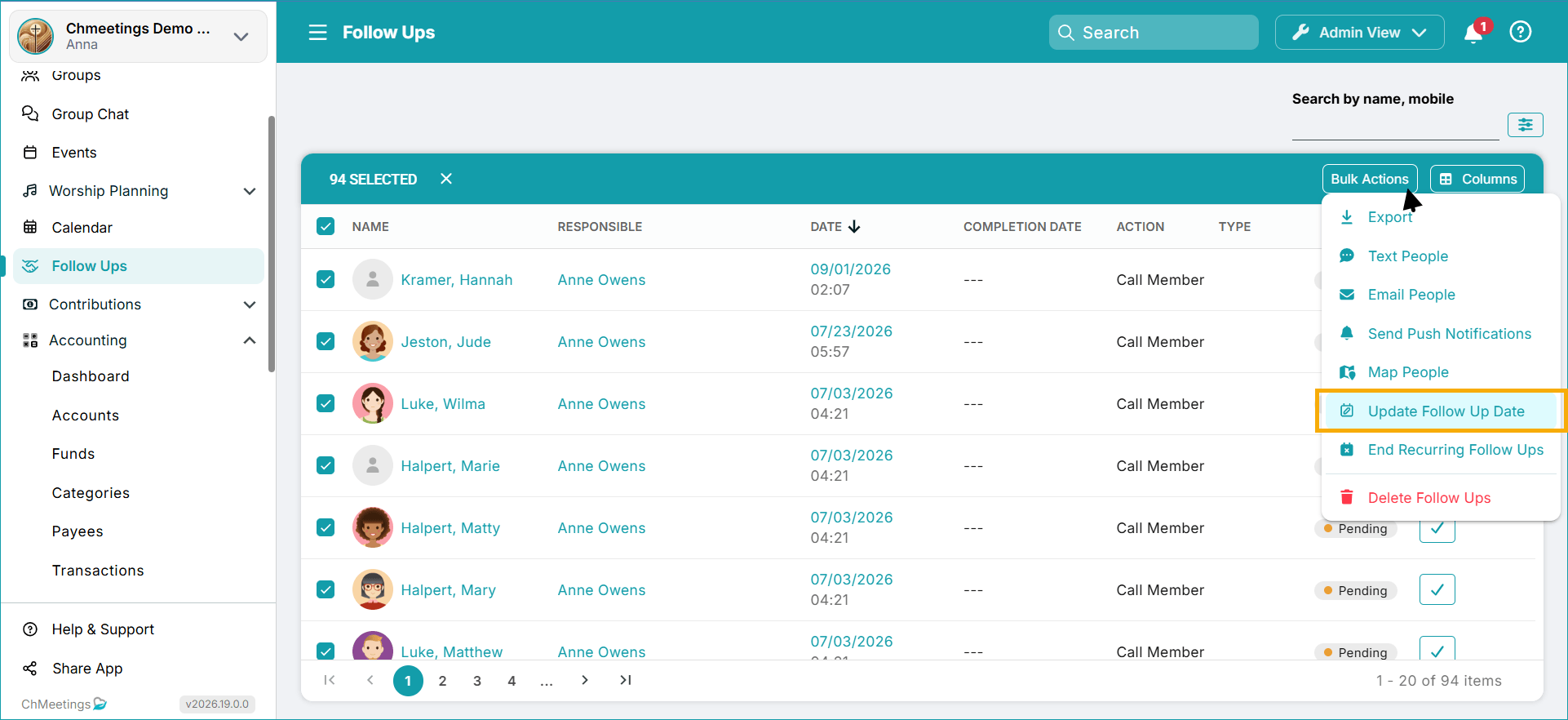 followup dates -