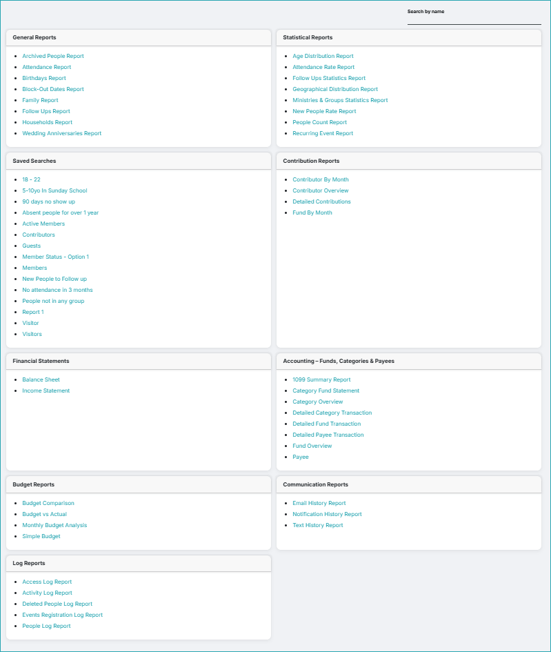 reports screen -
