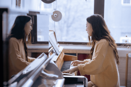 Church musician playing the piano